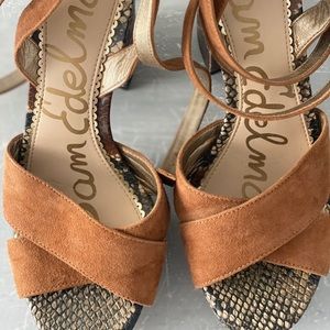 Sam Edelman snake print platform block heels